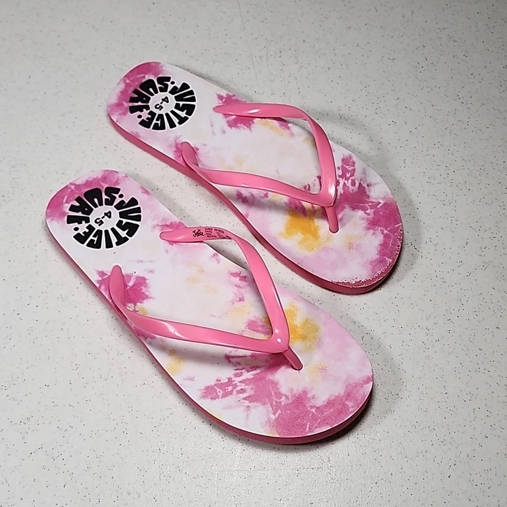 Justice Surf Sandals Flip Flops Size 4/5 - Picture 2 of 5